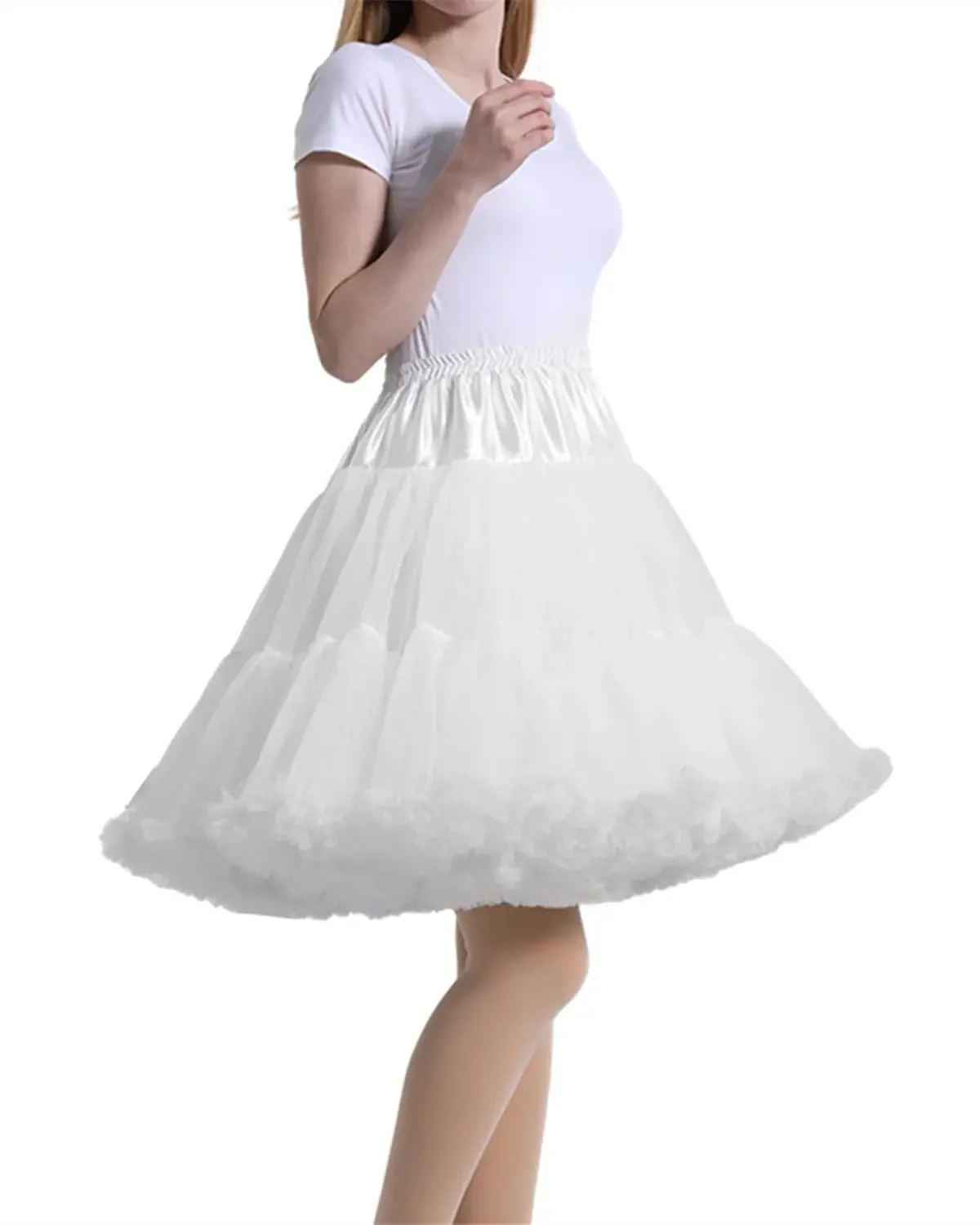 Women's Dual Purpose of Petticoats Skirt Above Knee Underskirt Tutu Skirt 55CM