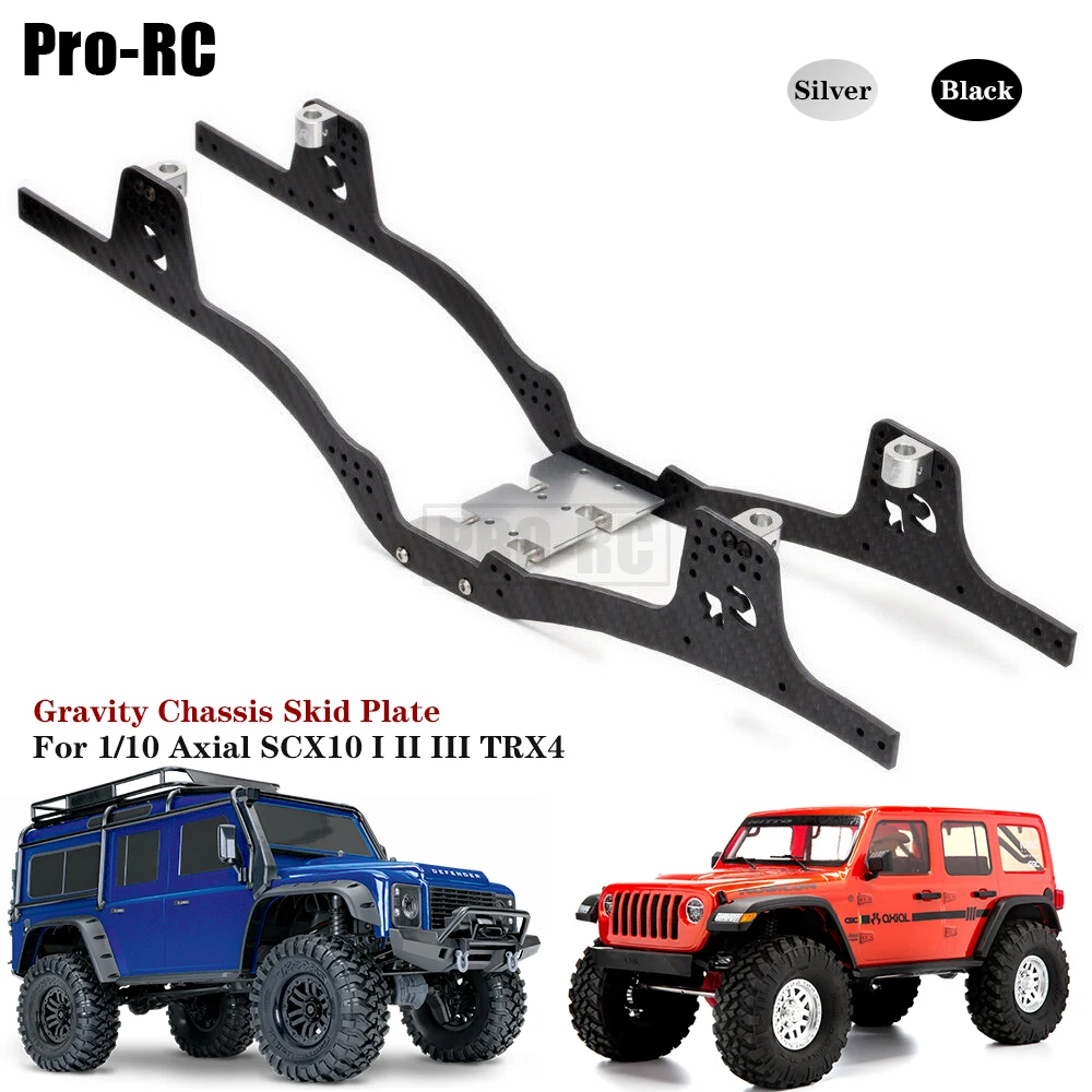 Carbon Fiber Chassis Girder Side Frame & Lower Center Of Gravity Skid Plate For RC Car 1/10 Axial SCX10 I II III TRX4 Parts