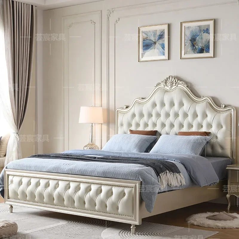 

Princess High Soft Bed Double Queen Modern Large Wooden Girl Luxury Double Bed Headboard Bedroom Cama Matrimonial Furniture