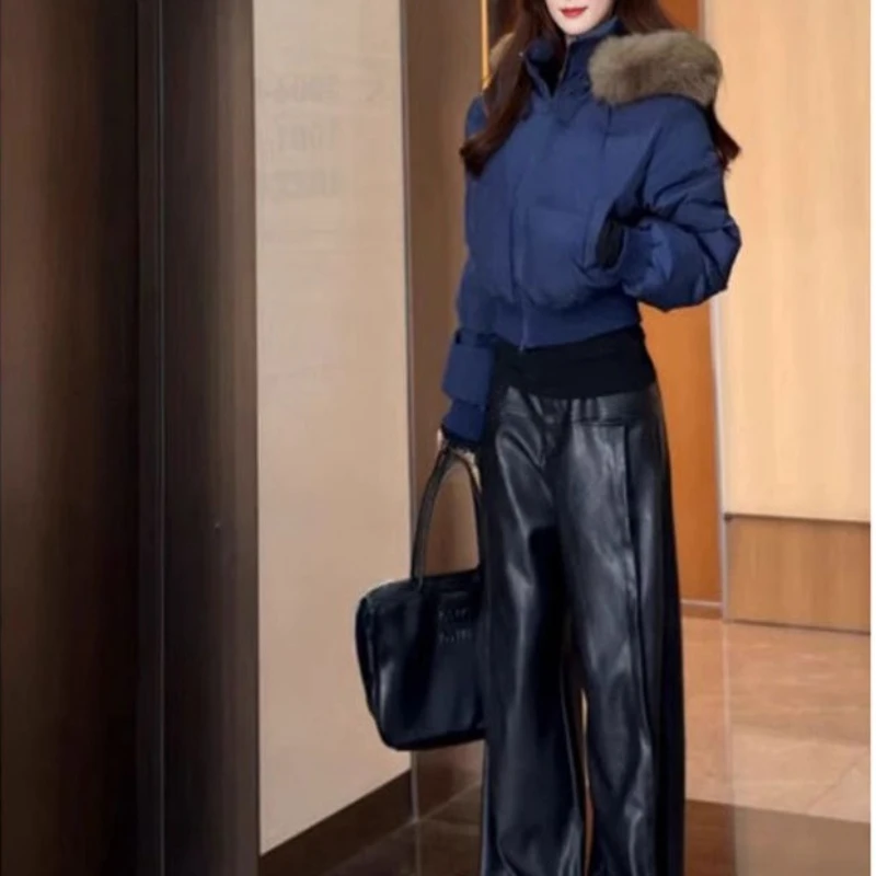 نمط الكلية الشتاء الفراء طوق مقنعين الخصر رقيقة سميكة قصيرة ملابس قطنية النساء #2