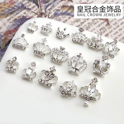 10PCS Exquisite Luxury Ice Translucent Crystal Diamonds Crown Alloy Nail Art Rhinestones Jewelry Decorations Manicure Ornaments