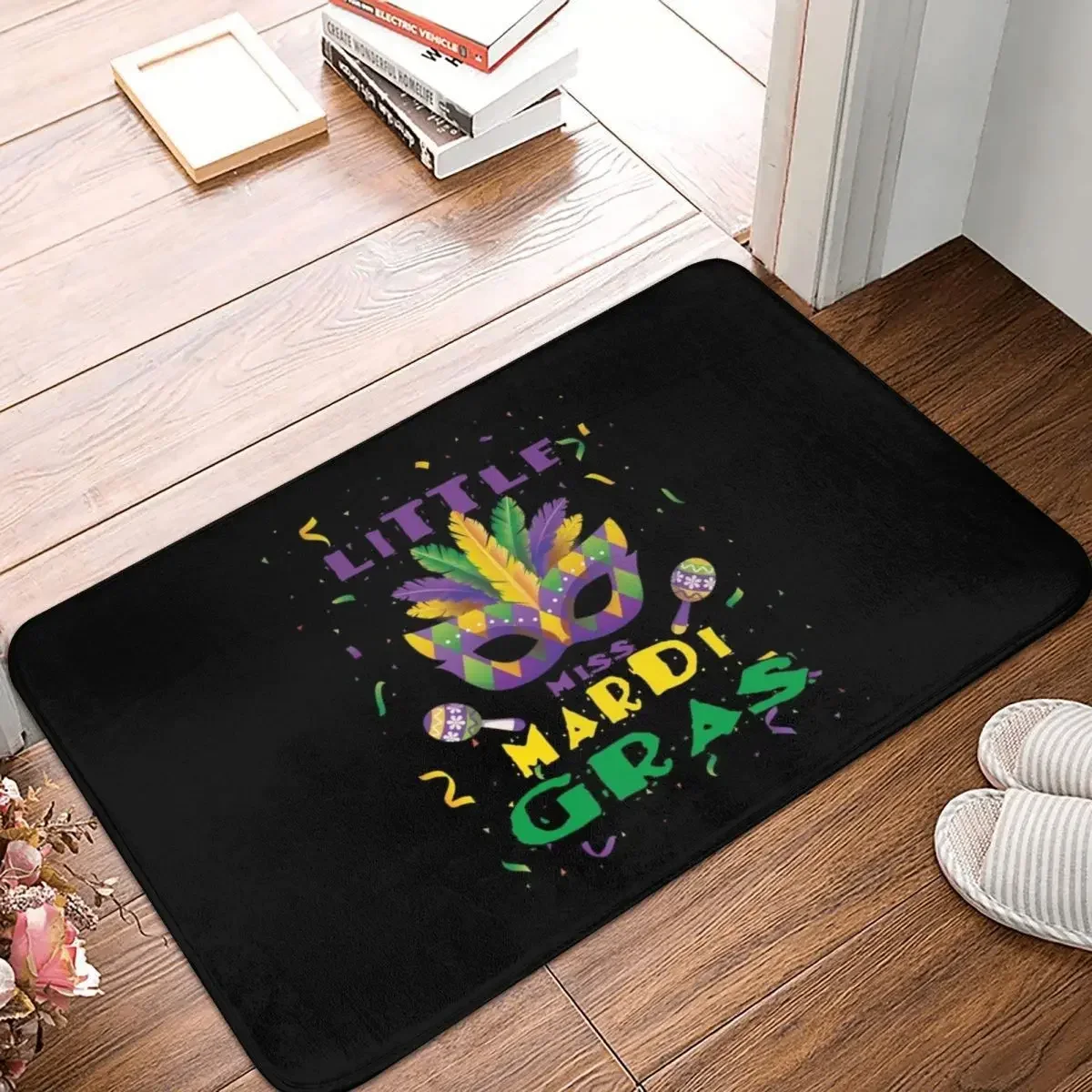 Cute Little Miss Mardi Gras Doormat Rug Carpet Mat Footpad Polyester Anti-slip Water Oil Proof Entrance Kitchen Bedroom Balcony