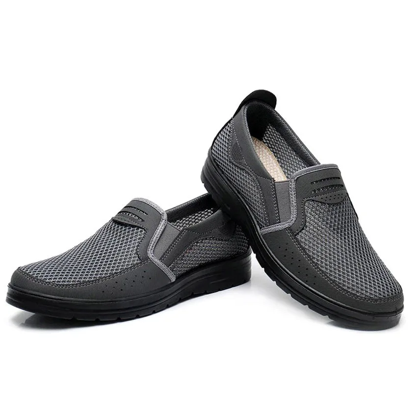 Breathable Men\'s Casual Shoes Summer Style Mesh Flats for Men Slip on Loafer Creepers Soft Walking Shoes Comfortable Dad Shoes