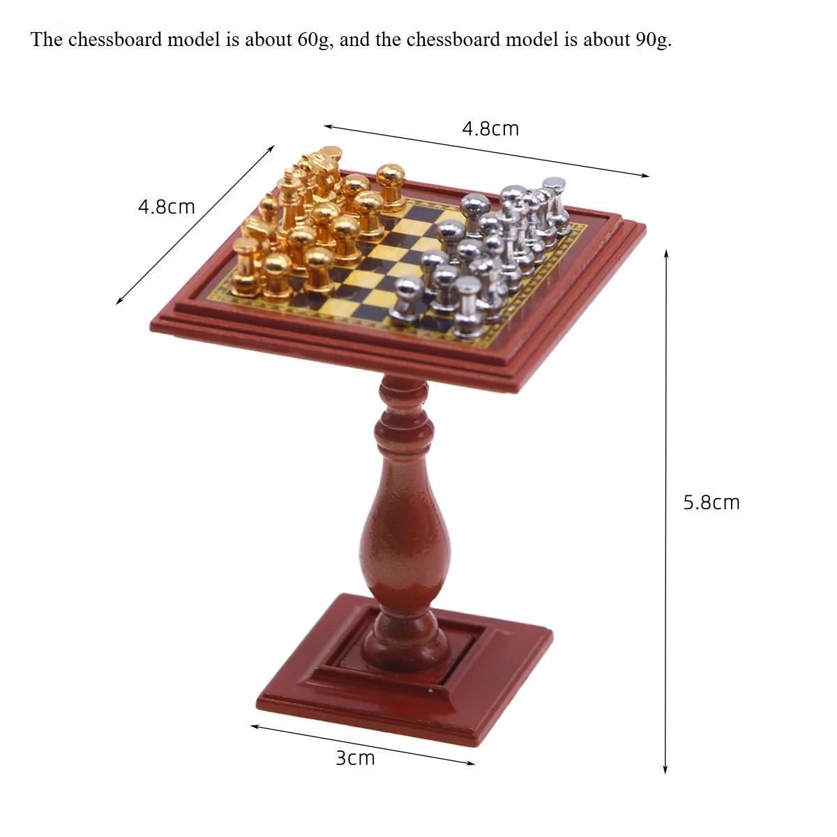 1:12 Scale Dollhouse Miniature Metal Chess Table, BJD Miniature Food Scene Props