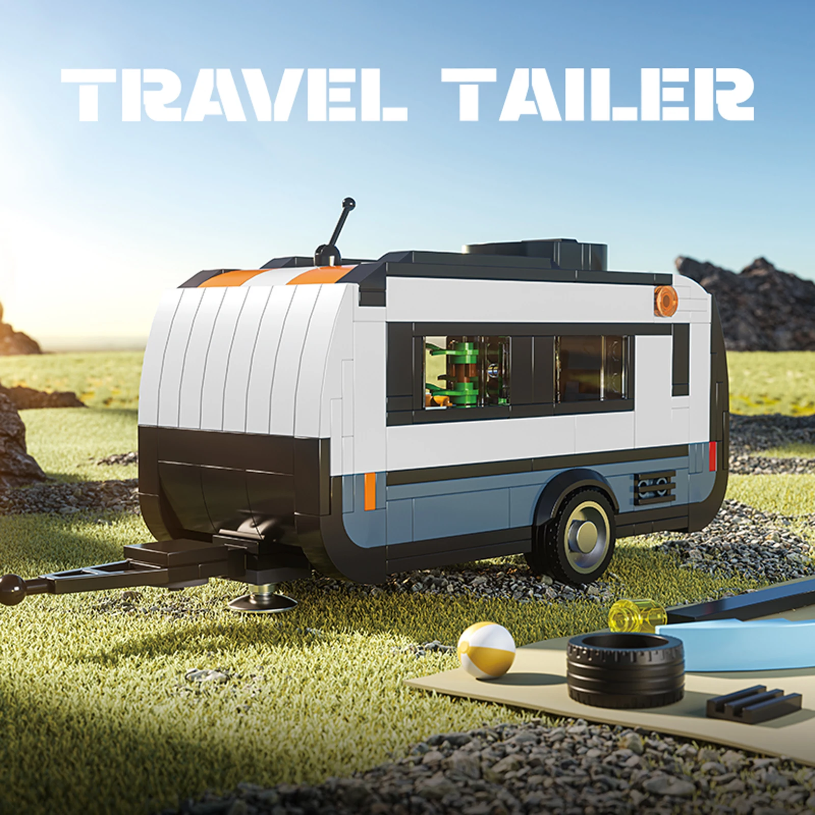 

393pcs Travel Trailer Model Building Blocks Set Camping RV SUV Car Connectable Travel Tailer MOC Bricks DIY Toys Gifts For Kids