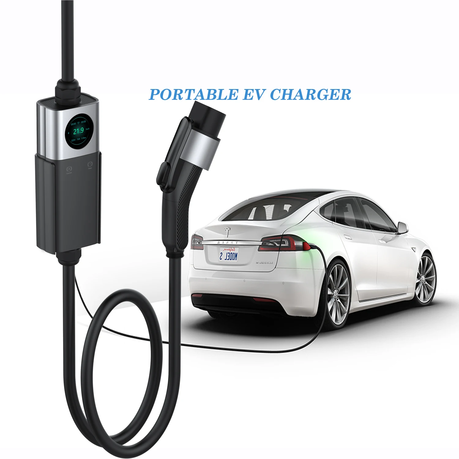 Custom 32a 16a ev charger level 2 Type 2 or Type 1 plug with 5m cable electric vehicle car charger ev portable charger