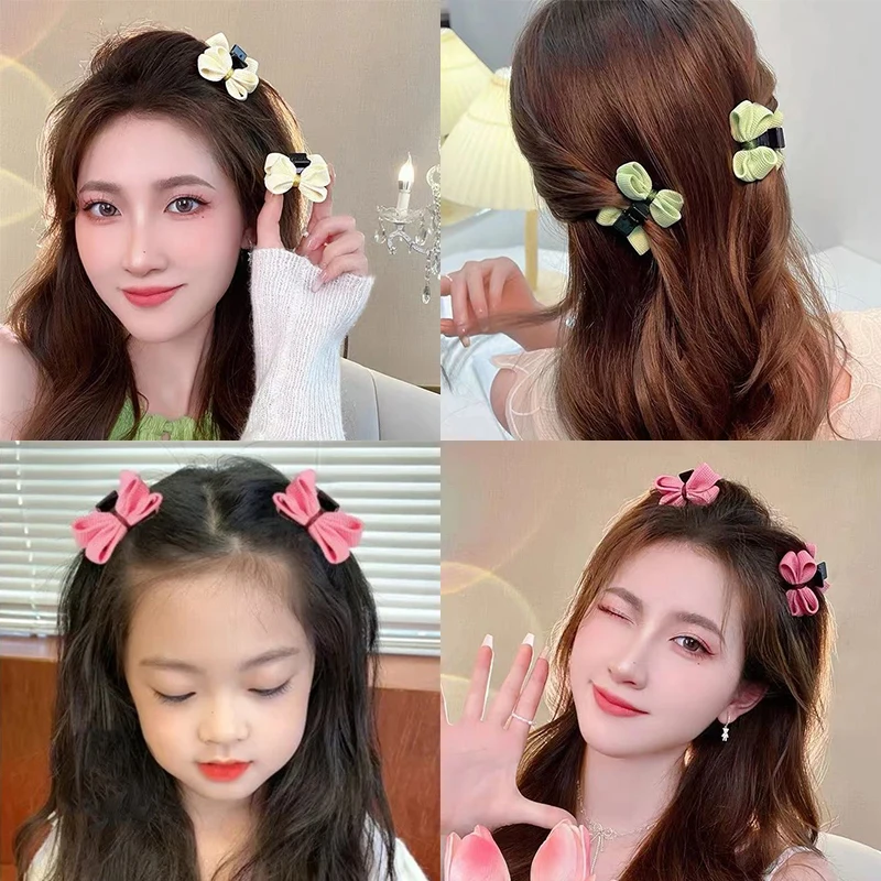 2pcs/set New Girls Korean Cute Mini Bow Hair Clip Claw Clamp Girls Kawaii Hair Claw Clip Headwear for Women Hair Accessorie Hot