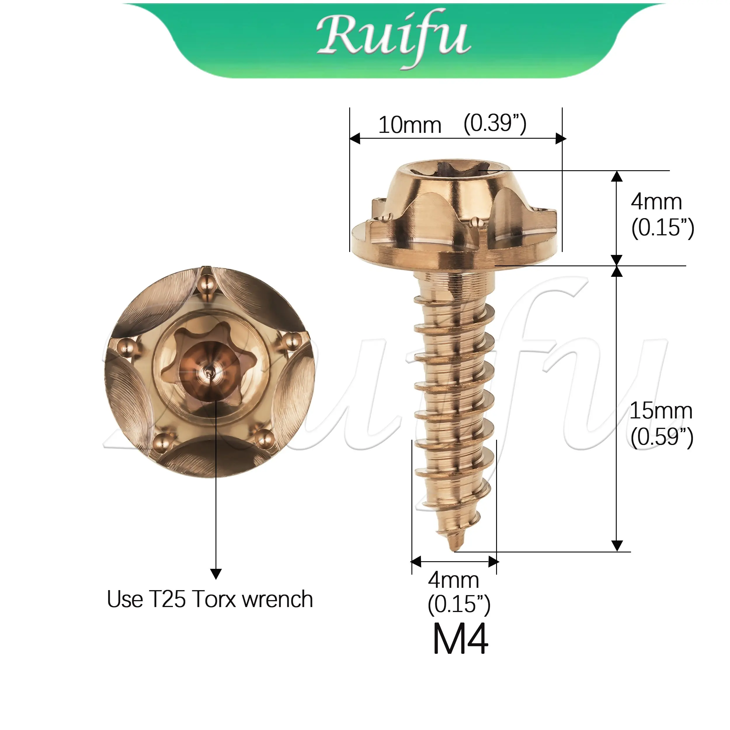 Ruifu  Titanium Bolt 6pcs M4x15mm M5x15mm refitting  Diy nSelf Tapping  for Motorcycle Car Boat