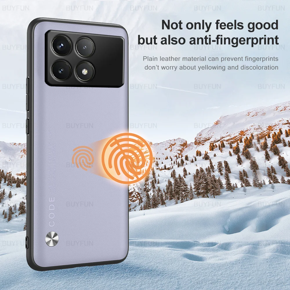 For Xiaomi Poco F6 Pro Case Plain Skin Leather Cover Pocophone X6 X6Pro Little F6Pro PocoF6 PocoF6Pro 5G Camera Protect Fundas