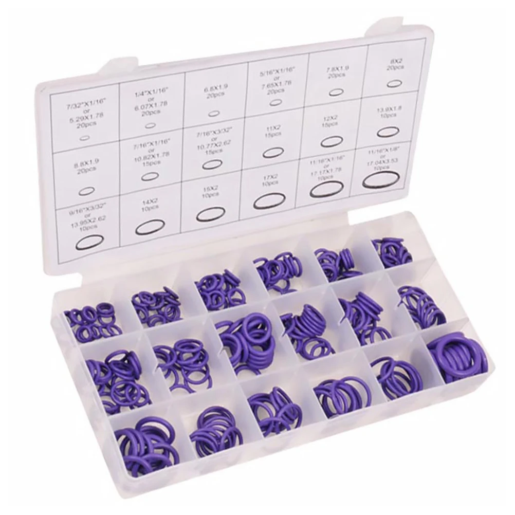 

270pcs Car Air Conditioner Sealing Ring Compressor Gaskets Kit Washers Parts Rubber Durability Heat Resistance Oil