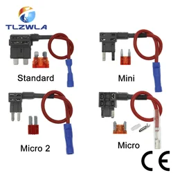 100PCS 12V MINI SMALL MEDIUM Size Car Fuse Holder Add-a-circuit TAP Adapter with 10A Micro Mini Standard ATM Blade Fuse