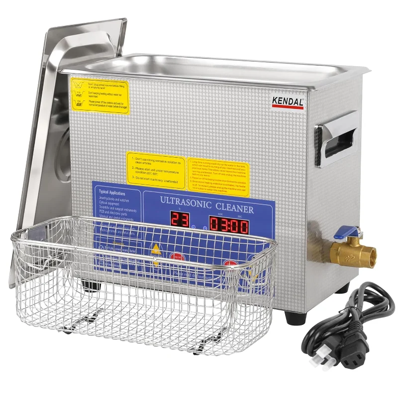 Kendal 상업용 등급 180와트 6L 초음파 청소기 40kHz, 디지털 타이머 및 히터 청소 기계 포함, 시계 기기용