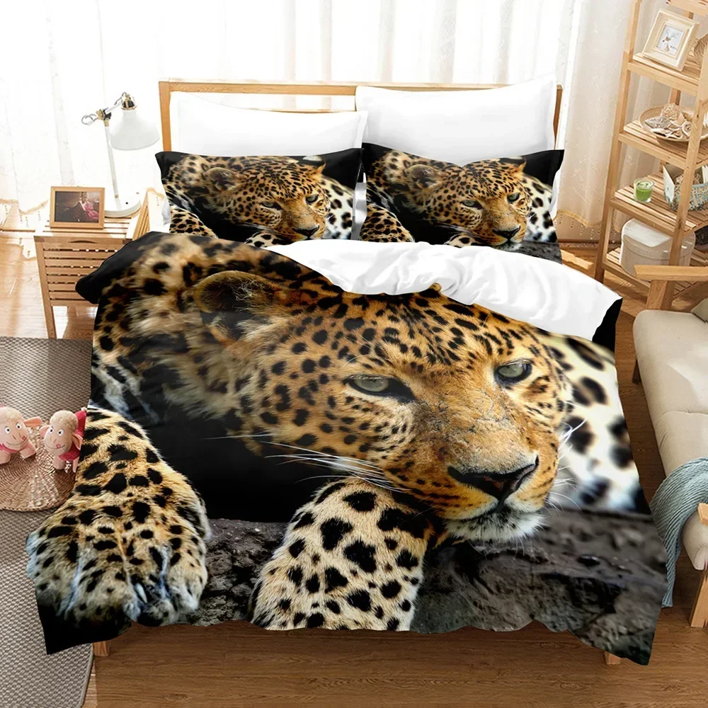 

Leopard 3D Animal 3D Duvet Cover Bedding Set Comforter Linen Pillowcases Home Decor Single Double Twin King Queen