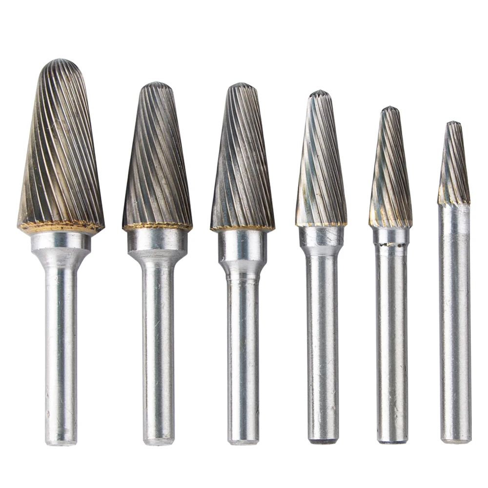 

L Conical Head Carbide Grinding Head 1PC Wood Carving Tungsten Steel Rotary Boring Cutter Abrasive Tools LType File Milling Cutt