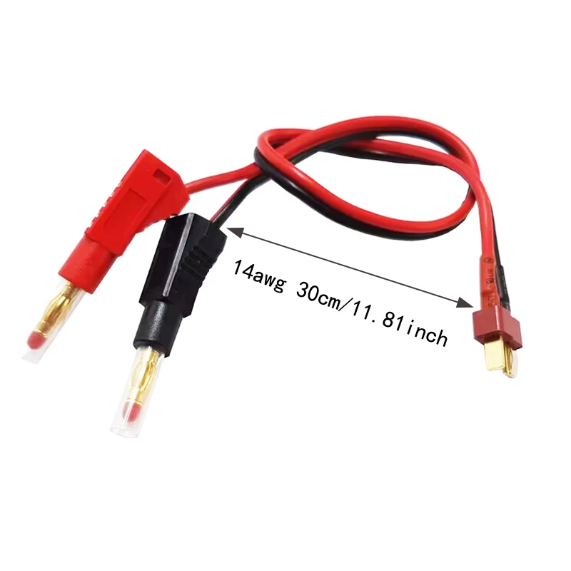 Deken Stijl T Plug Mannelijke Rc Lading Kabel Draad Leiden Naar 4.0Mm Vergulde Stapelbare Afgeschermde Bananenplug Connector 14awg 30Cm