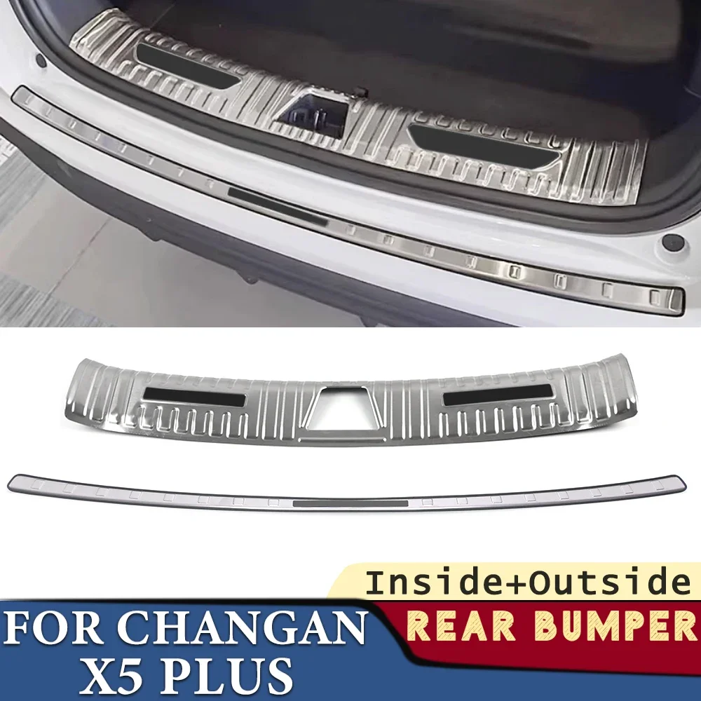 Trunk Bumper for Changan X5 PLUS 2023 2024 Car Accessories Stainless Rear Fender Protector Sill Cover Stick Decoration