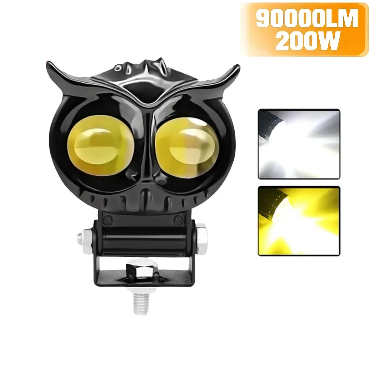 

2/1PC Dual Color Motorcycle Headlight Owl Design 4 Modes Auxiliary Spotlights Motorbike Scooter Fog Lamp Running Lights