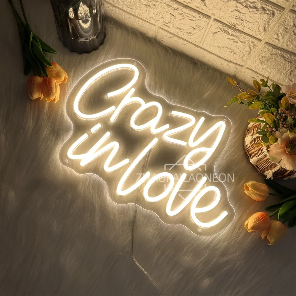 Crazy In Love Neon Sign Wedding Bedroom Decoration Led Custom Neon Light Sign Room Wall Party Wedding Decor Neon Lights Gift