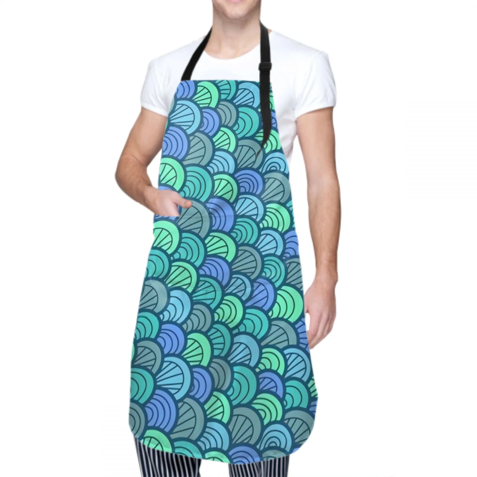 Colorful Waterproof Apron with 2 Pockets Kitchen Chef Apron Mermaid Apron for Hair Brushing Cooking Baking Painting Gardening