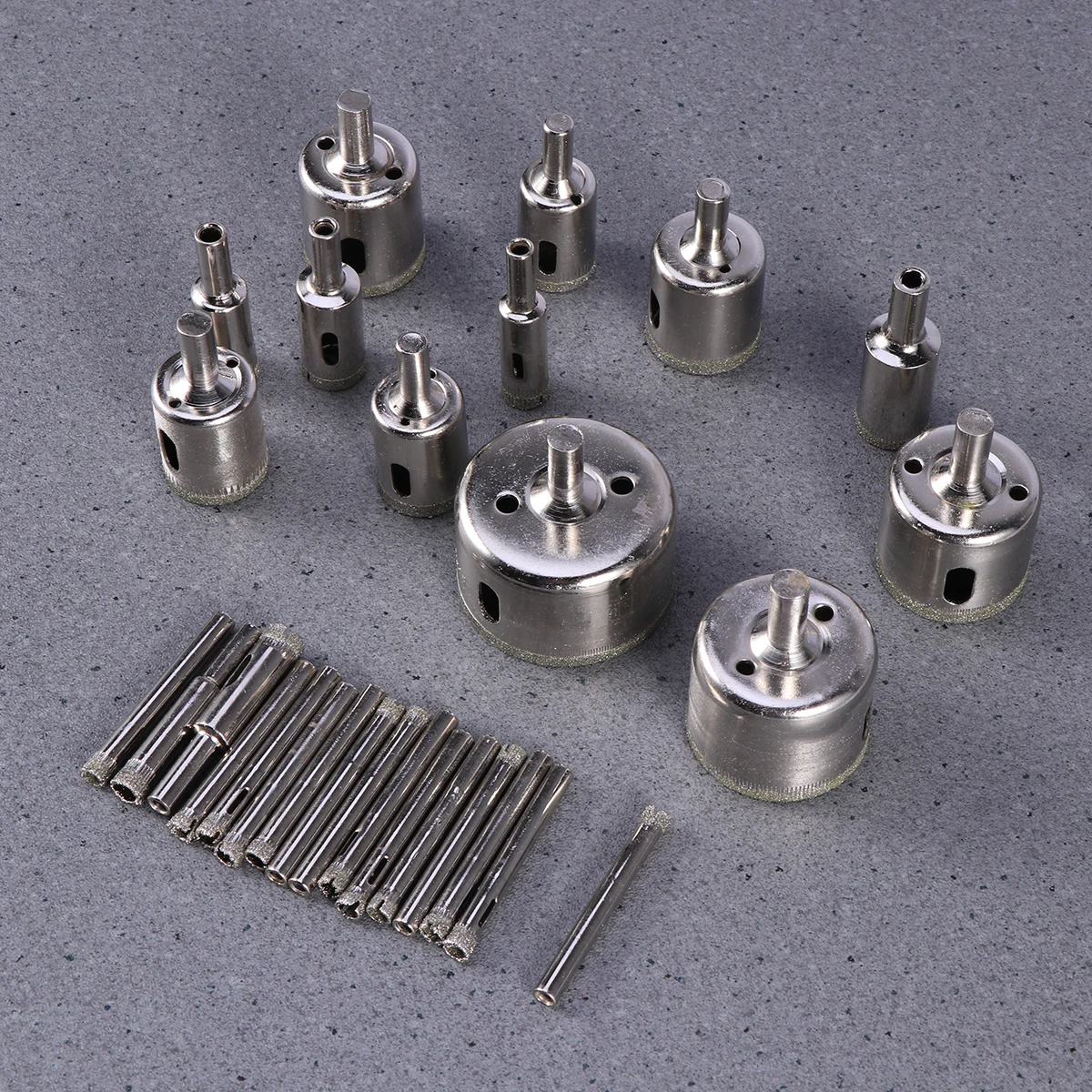 

28 Pcs Diamond Grit Drill Bit Set Hole Cutting Tool for Tile Marble Glass Ceramic Granite 6mm - 50mm