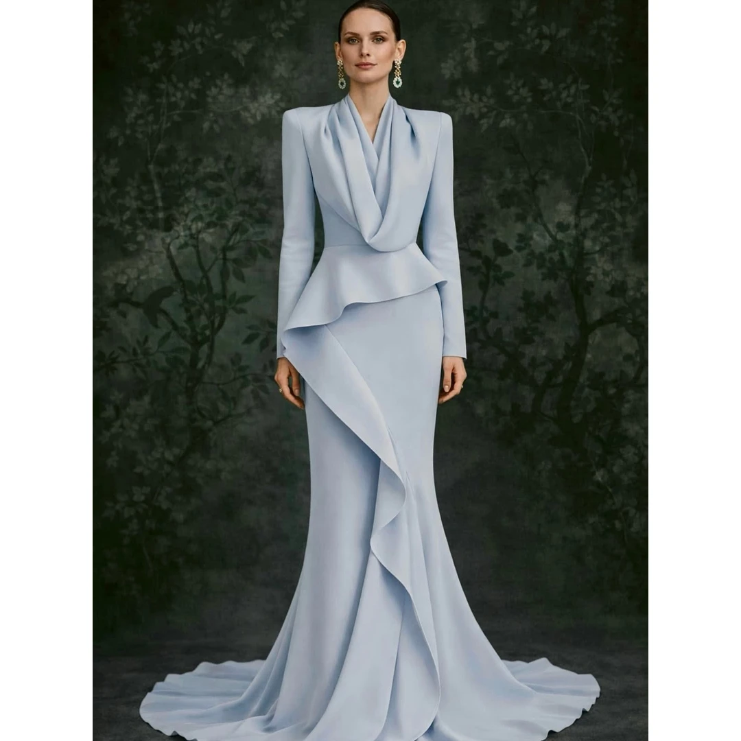 

Lumina Dresses 2026 Luxury Prom Dress 2026 Woman Long Sleeves Custom Made Elegant Chic Woman Dress for Party A Word Round Neck