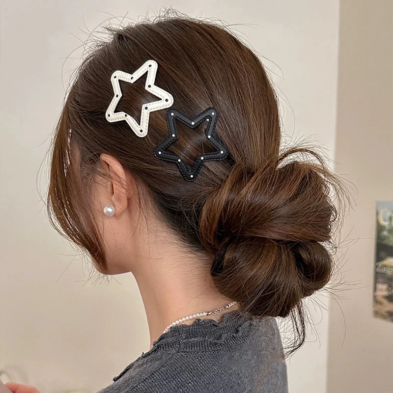 

2pcs Sweet Cute New Hair Clips Clouds Five-Pointed Star Shaped Hollow Bb Clip Barrettes Girls Headdress Korean Fashion Hairpin