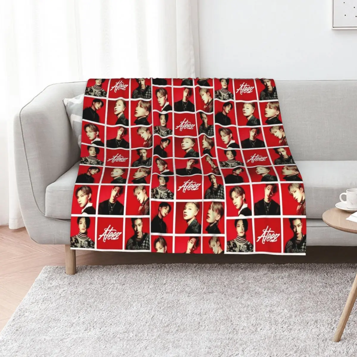 Ateez Throw Blanket Soft Decorative Sofa Decorative Sofas Sofa Throw Soft Big Plaid on the sofa Blankets