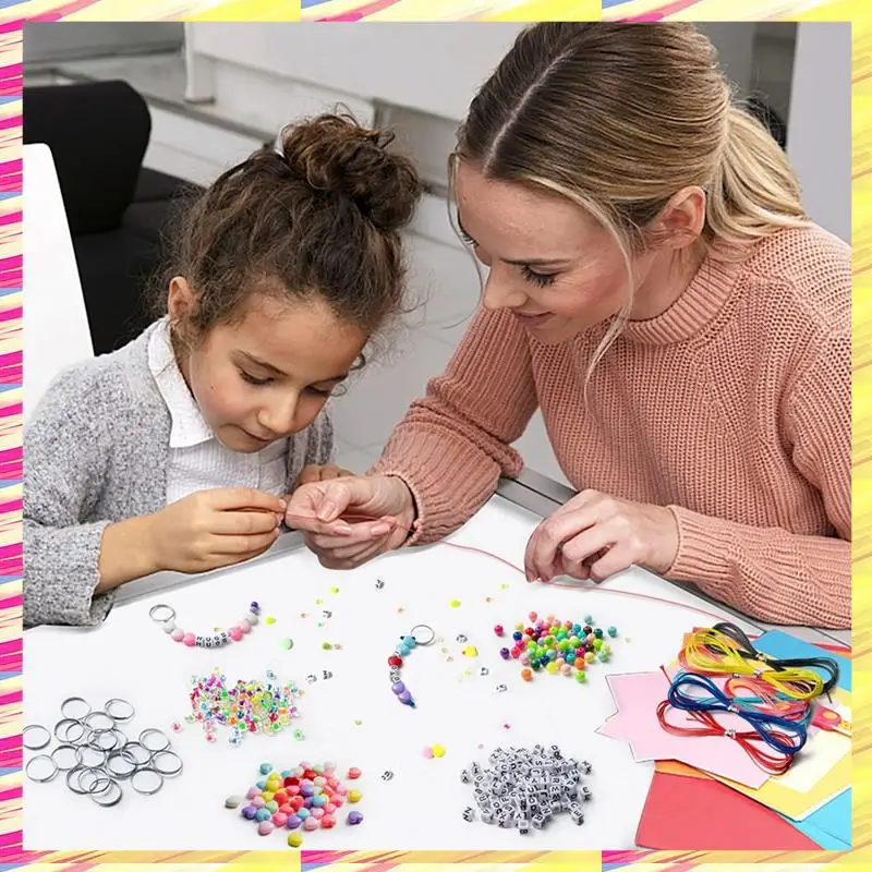 

ABJJ 286Pcs DIY Keychain Making Craft Kits,Beads For Jewelry Making Set Supplies With Colorful Alphabet Transparent Beads