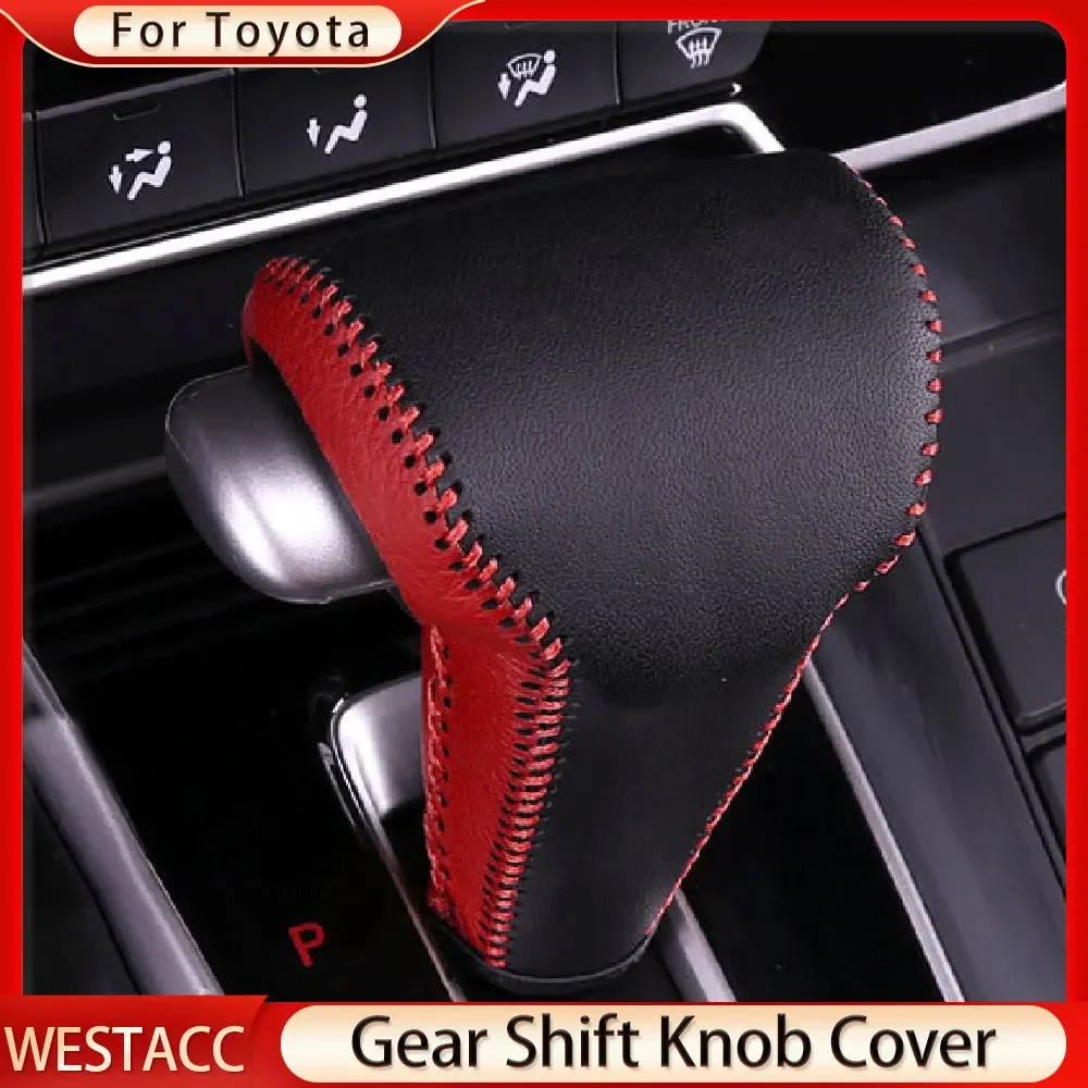 Genuine Leather Car Gear Head Shift Knob Cover Case Gear Shift Collars for Honda Crv CRV CR-V 2017 - 2021 LHD Accessories