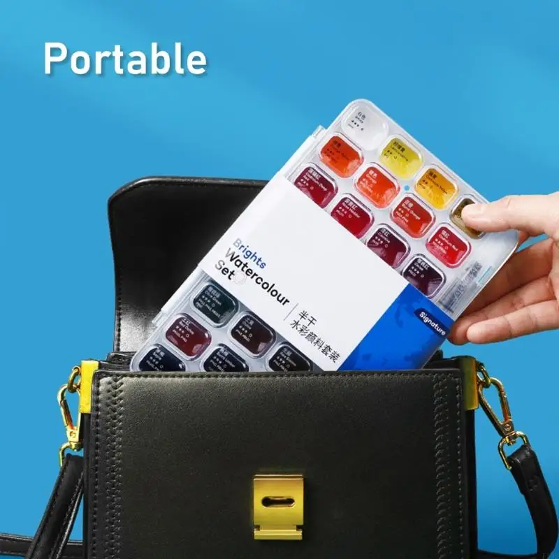 

Professional Watercolor Paint Set with Water Brush Pen 12/12/24/36 Color Solid Watercolor Pigment for Travel Painting F19E