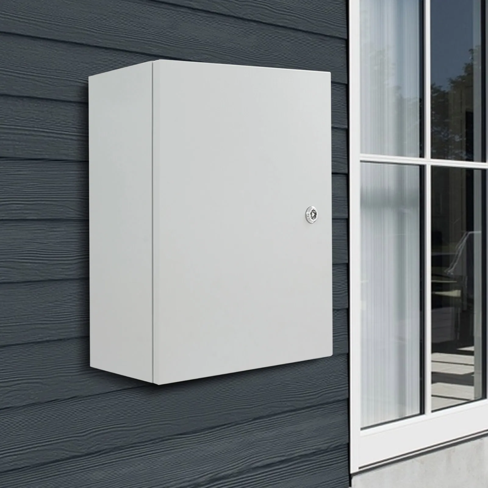 Distribution Box 50x40x20cm, Outdoor Electrical Box, Waterproof IP55, Cold Rolled Steel Paint Sprayed, Security Lock, Removable Backplate, Wall Mount, Cable Junction Box