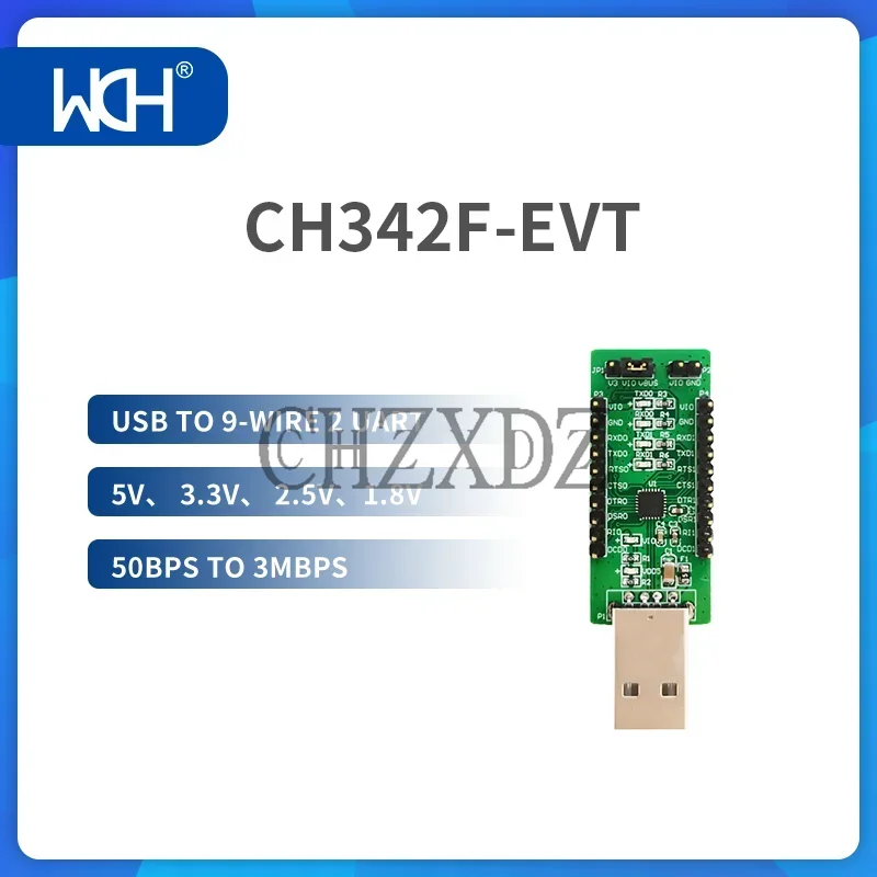 1/2Pcs/Lot CH342F DEMO Board, USB To 9-wire TTL 2 UART, 5/3.3/2.5/1.8V, 50bps To 3Mbps