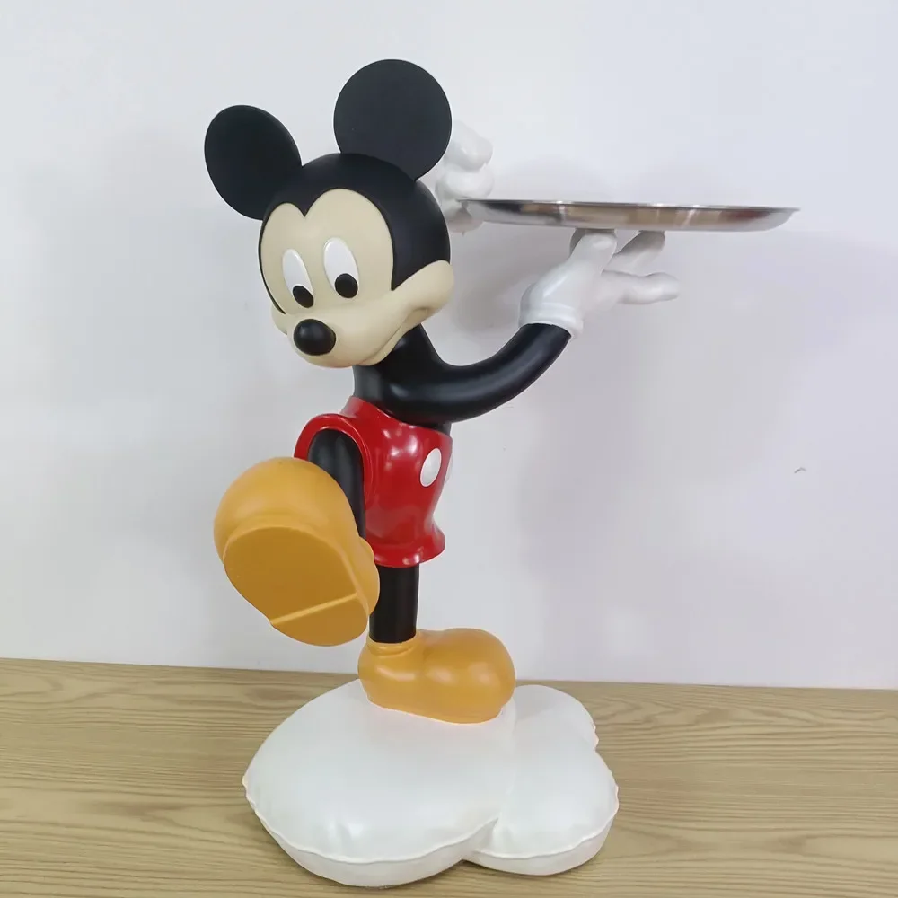 108cm Disney Cartoon Anime Micky mouse Tray LED Light figure Collection model Living Room resin Statue Home Decoration Ornament