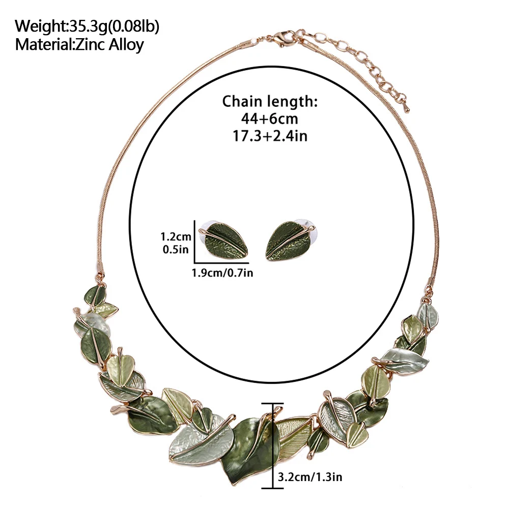 女性のための色とりどりの葉のネックレスとイヤリングのセット,流行の葉のジュエリーセット,毎日のパーティーアクセサリー,ウエディングギフト,ファッション,新しい