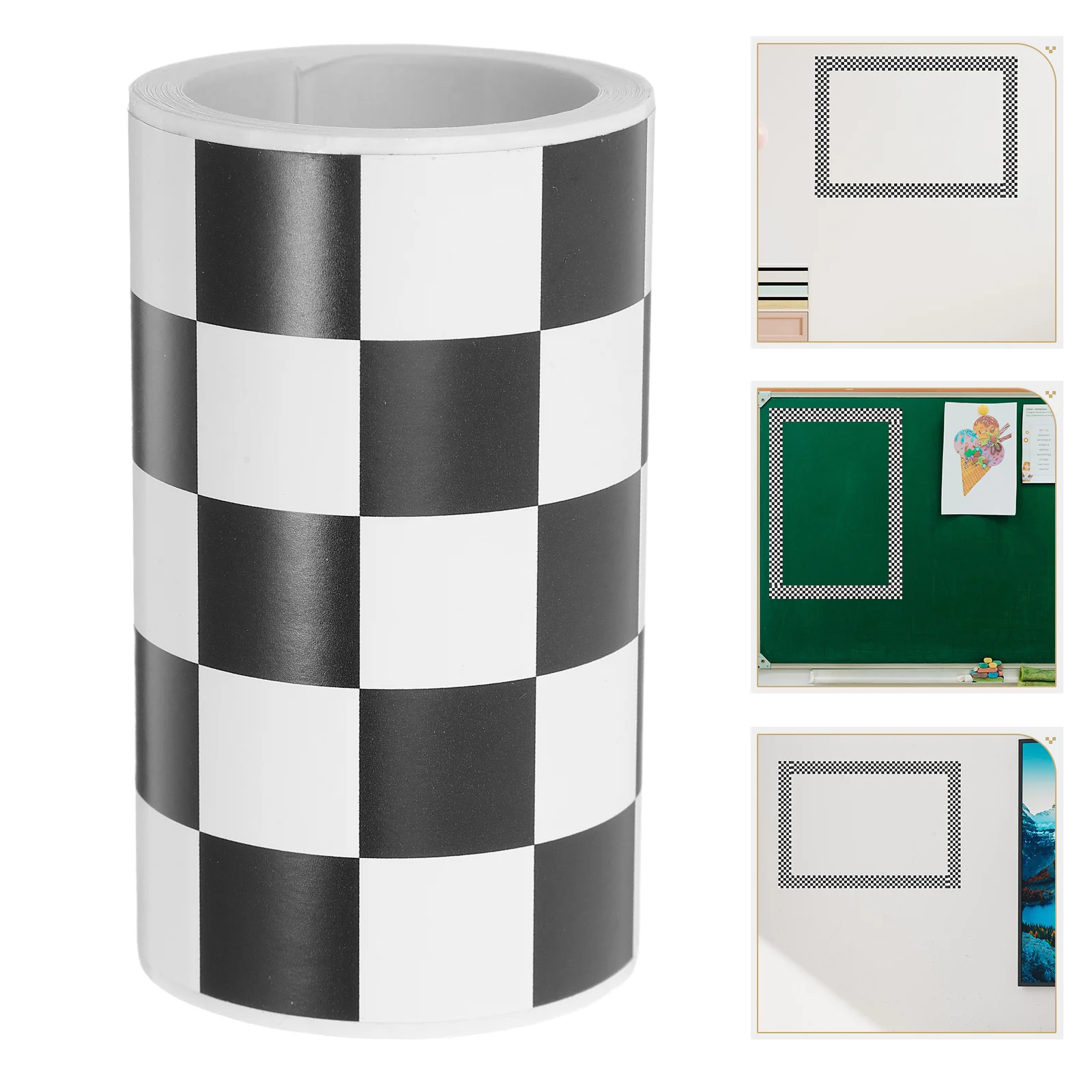 

1 Roll Black White Checkered Stickers Peel and Stick Border for Bulletin Board Classroom Decor Display Board Borders Waterproof