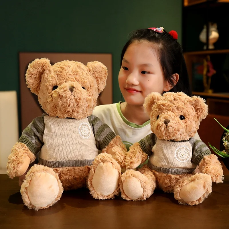 Suéter de alta calidad, oso de peluche, juguetes hechos a mano, esponjoso, encantador, niños, muñeco de oso tranquilizante, compañero suave, bonito regalo de cumpleaños