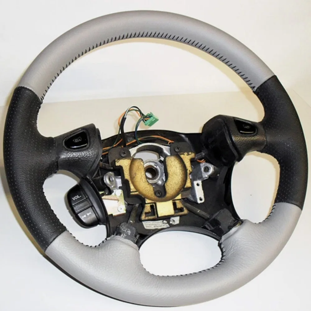 For Land Rover Freelander 2001-2005 DIY Light Grey Leather Steering Wheel Cover Interior Braid Full Coverage Car Accessories