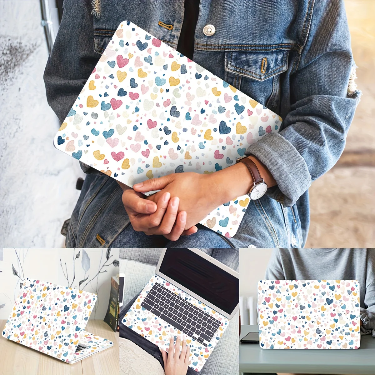 

2-Pack Pattern Laptop Art Love Decal Case, Universal Netbook Skin Sticker Non-reusable Laptop Skin Sticker Decal Waterproof