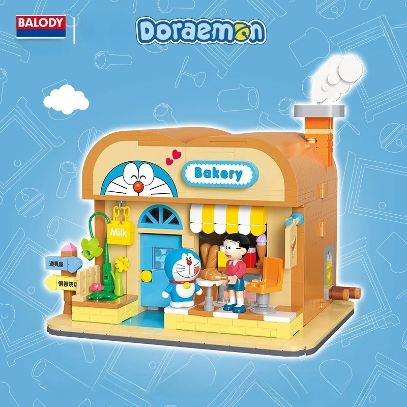 Beiledi 21084-86 Authorized Doraemon Street View Store, Assembling Building Blocks, Ornaments, Models, Toys, Gifts
