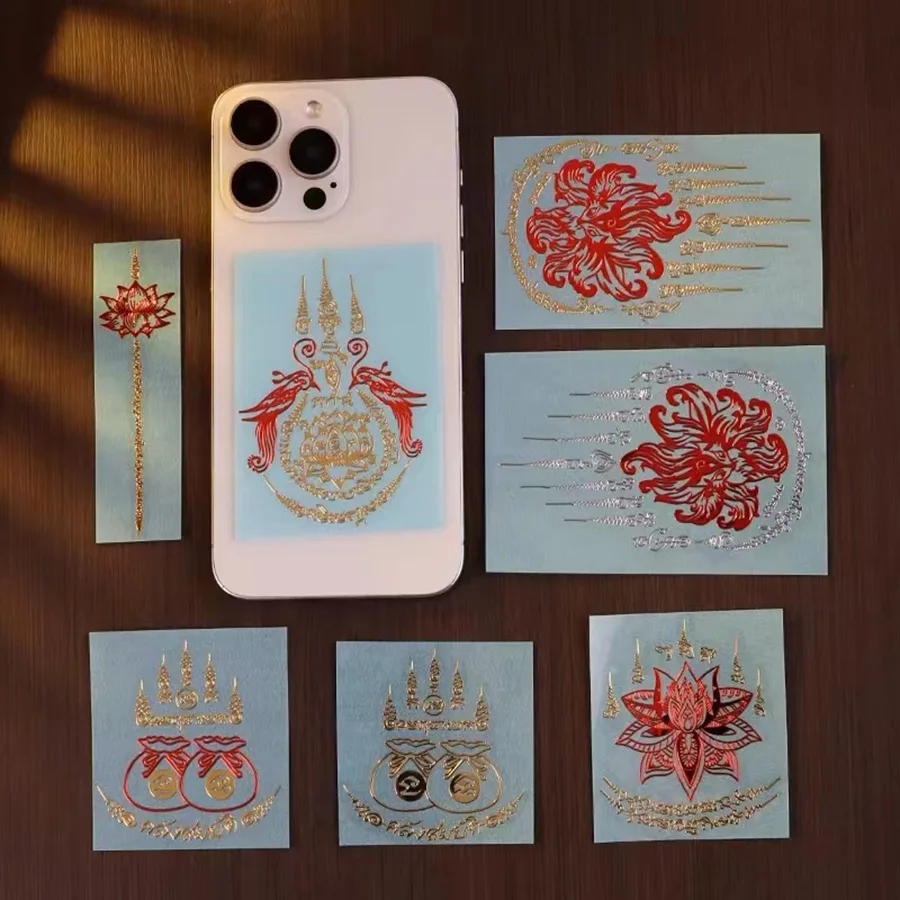 

Тайская Будда, девятихвостая лиса, наклейка, удача, тыква, лотос, Писание, искусственная кожа, Настольная прозрачная наклейка, украшение для себя