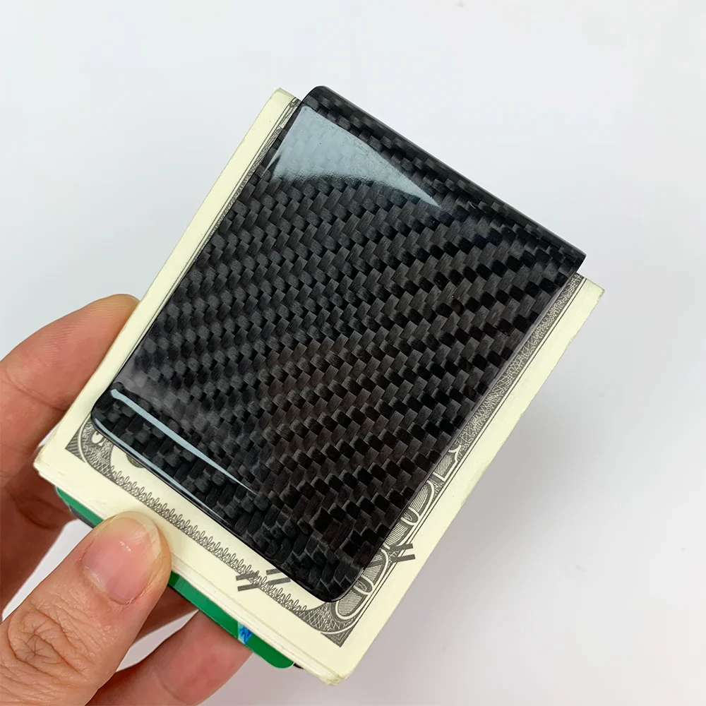 

High Quality Glossy 3k Twill Real Carbon Fiber Credit ID Card Holder In Stock Slim Money Clip For Men Women