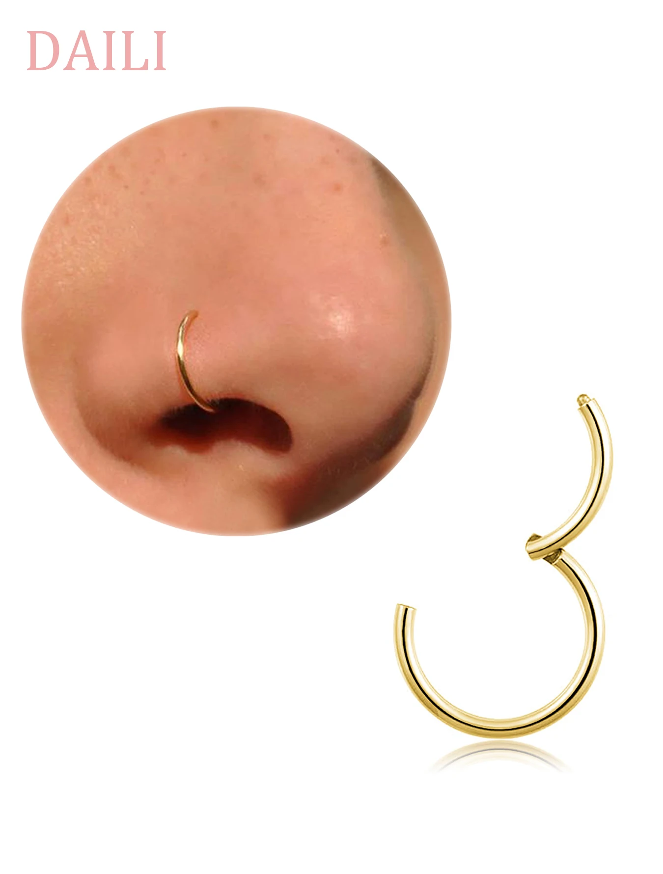 1Pc Seamless Hoop Nose Ring Titanium Steel Septum Clicker Conch Piercing Jewelry Septum Clicker Rings Cartilage Hypoallergenic