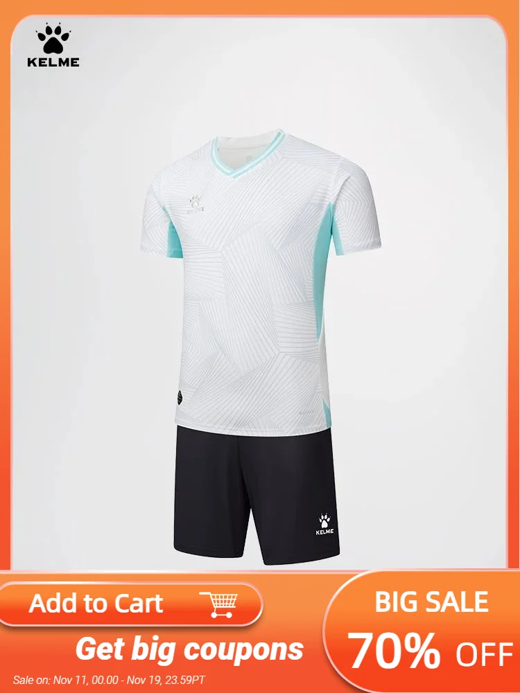 

KELME football uniform suit men custom made match training team uniform sportswear short-sleeved team jersey