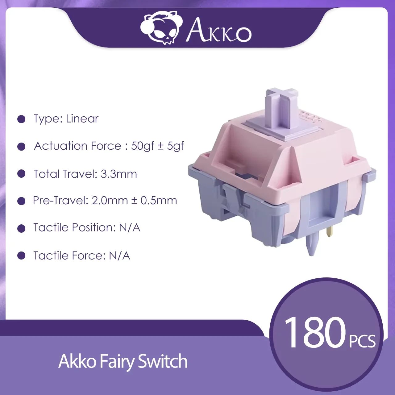 Akko Fairy Switch 5 Pin 50gf Lineaire Stille Schakelaar Compatibel Met Mx Mechanisch Toetsenbord (45Pcs)