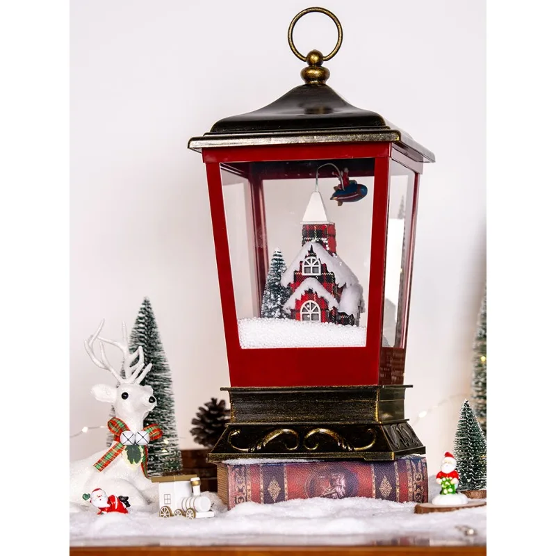 Santa Claus snow night lights, Christmas scene decoration