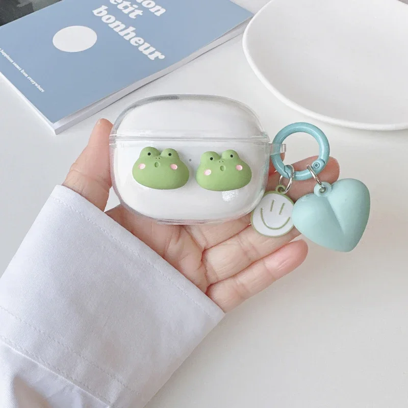 For Realme Buds T100 Case T300 Cute Bear/Cartoon Animal Cover t300 Silicone Transparent Earphone Cover with Keychain t110 cover