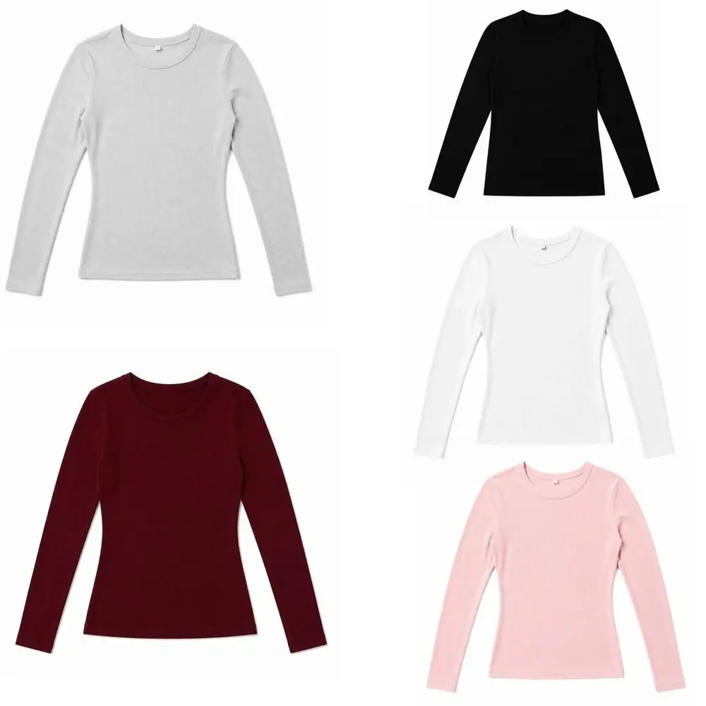 Bequemes, schmal geschnittenes Langarm-T-Shirt mit Rundhalsausschnitt, ideal für Herbst und Winter, schlichtes Basic-Shirt, für alle Jahreszeiten. – Detail 1