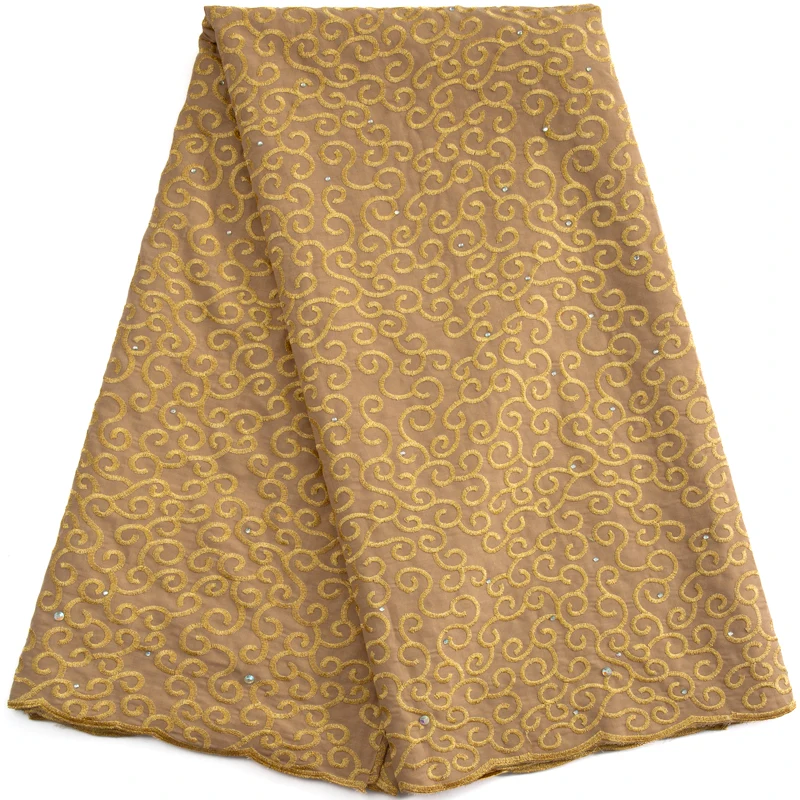 

Kalume African Cotton Lace Fabric 5Yards 2024 High Quality Nigerian Swiss Voile Lace Fabric With Stones for Dress Sewing F3577