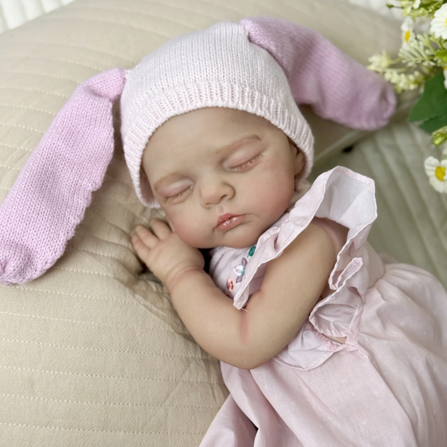 19inch Reborn Asleep Baby Doll Toy with Cloth Body Lifelike 48CM Realistic 3D Skin Lovely Sleeping Doll Fashion Birthday Gift