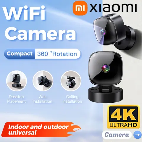 샤오미 4K 미니 와이파이 카메라 적외선 야간 투시 카메라 360 °   회전식 동작 감지 야간 투시경 카메라 홈 베이비 보호